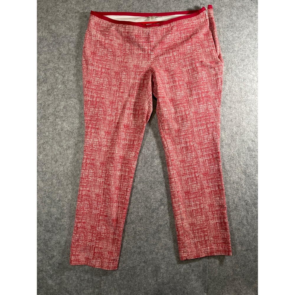 Mercer & Madison Red White Crosshatch Textured Side Zip Ankle Pants Womens 10
